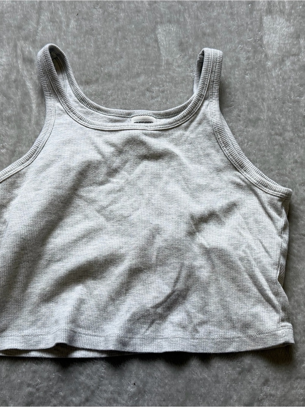 PINK Victoria's Secret Ribbed Crop Tank - Light Gray